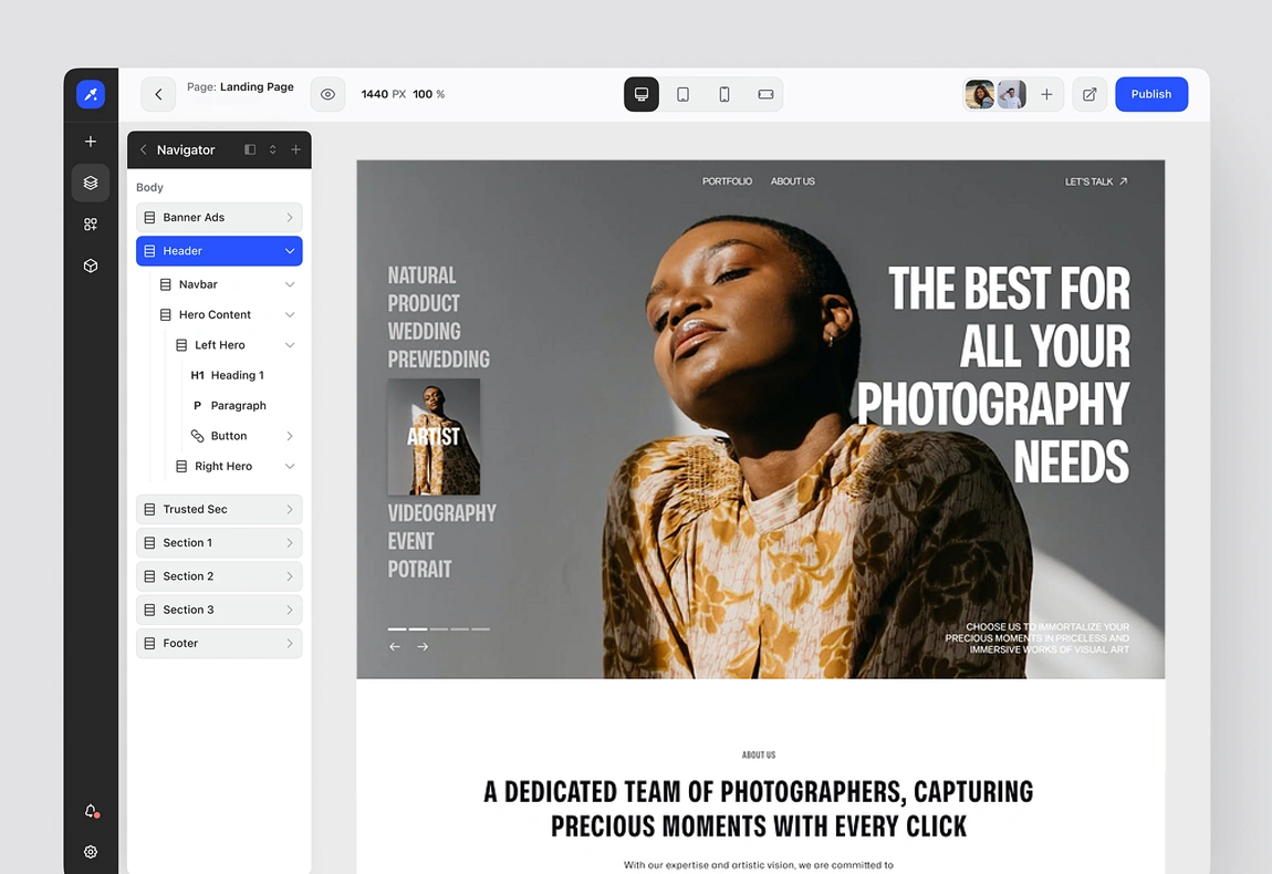 Online Maker for Photographers Website