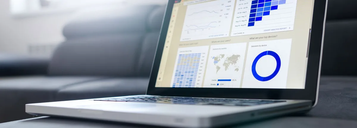 Laptop displaying a secure, centralized web portal dashboard
